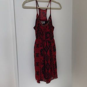 Red halter dress w front beading